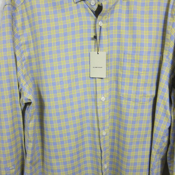 NWT Oliver Ridley Frank Plaid LS Sport Shirt in Periwinkle Blue 17.5x36 XL NEW - Picture 2 of 6